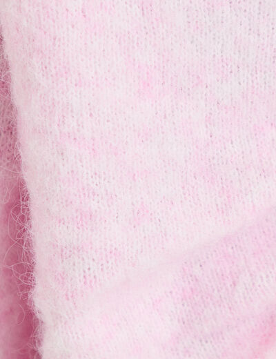 Pull col rond manches longues rose clair femme