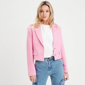 veste blazer cintree rose clair femme Veste blazer cintrée rose clair femme