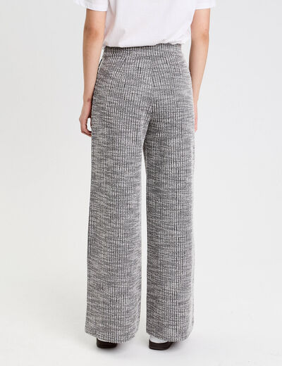 Pantalon large en tweed gris femme