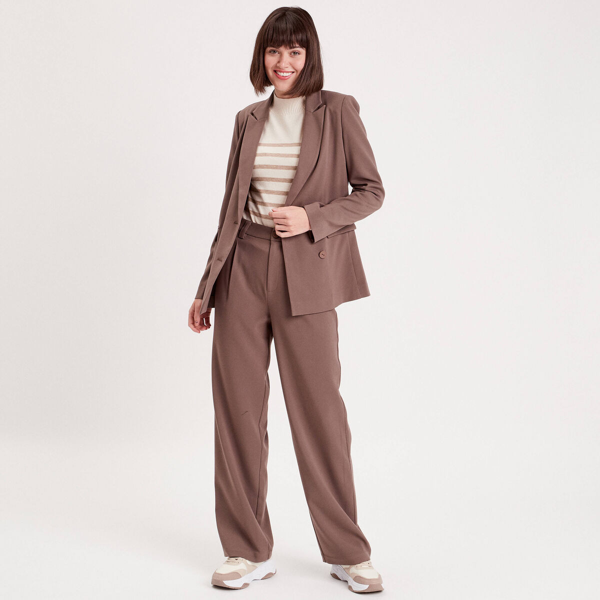 Veste esprit blazer droite taupe femme