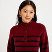 Robe pull droite manches longues 3/4 rouge fonc&eacute; femme