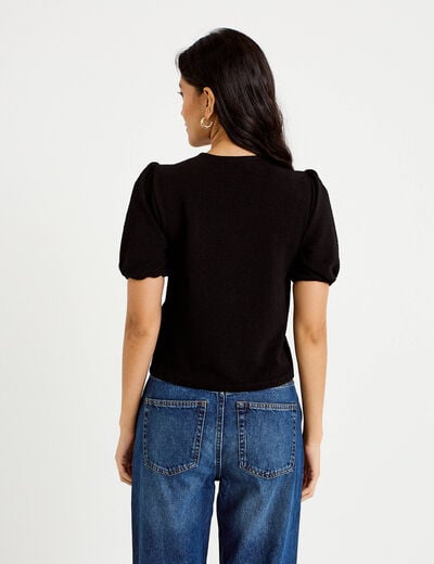 Blouse droite manches courtes noir femme