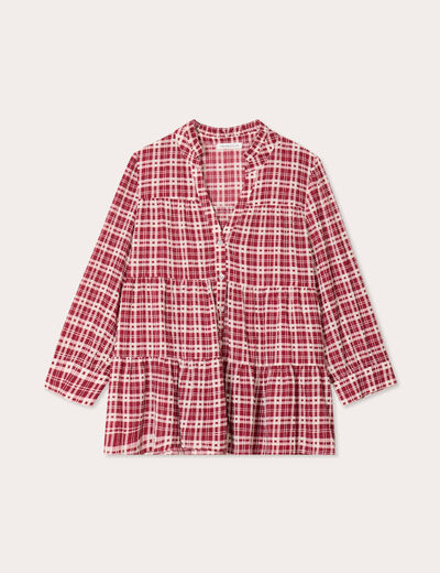Blouse manches 3/4 bordeaux femme