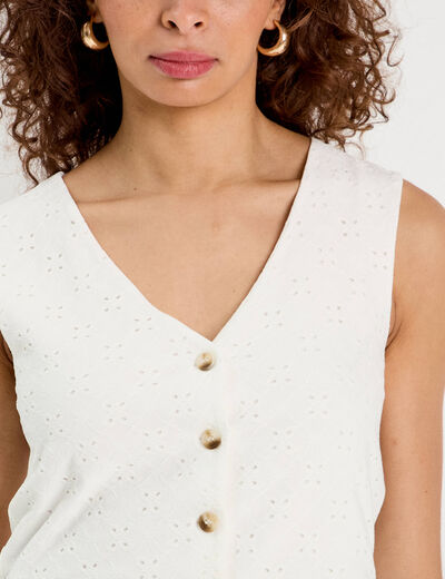 Veston sans manches ecru femme