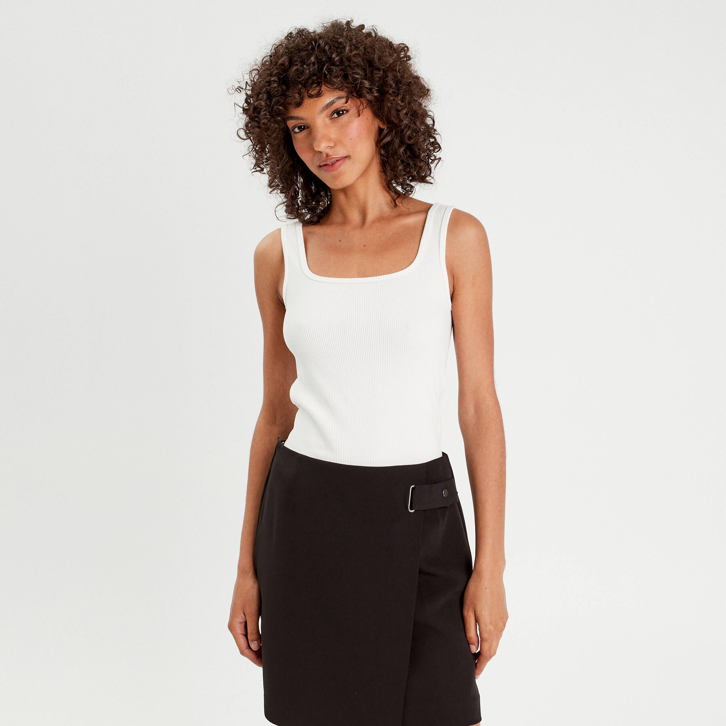 Jupe chino droite ceintur e jaune moutarde femme Vibs