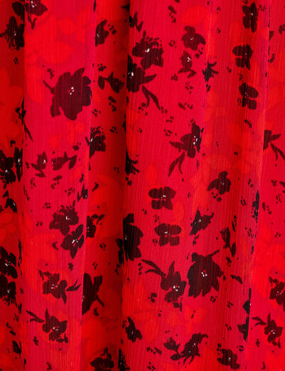 Robe longue évasée col en V rouge femme