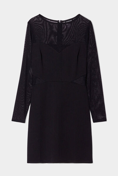 Robe droite plumetis noir femme