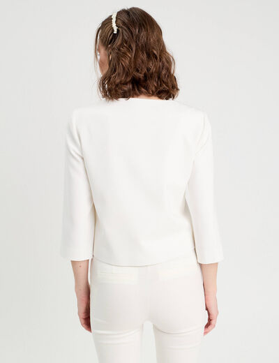Veste courte détails noeuds blanc femme