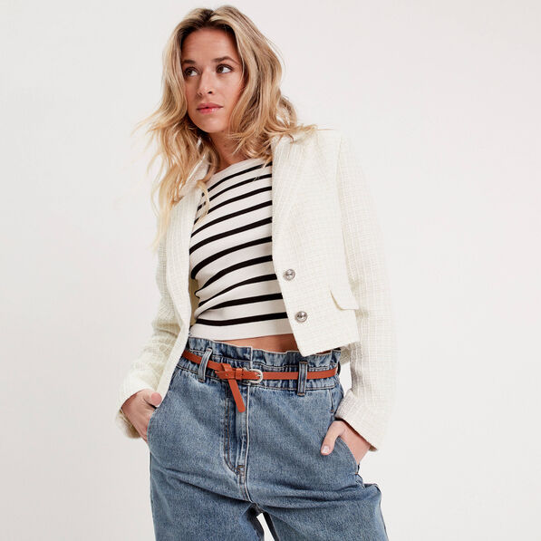 veste droite boutonnee ecru femme Veste droite boutonnée ecru femme