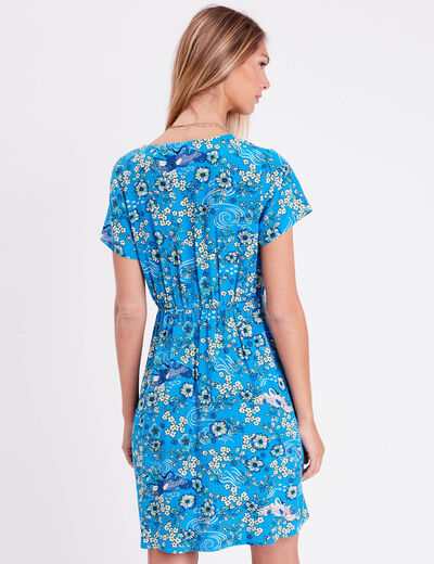 Robe droite manches courtes bleu clair femme