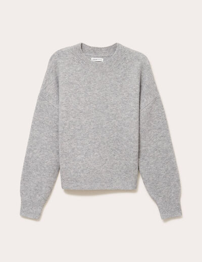 Pull col rond gris clair femme