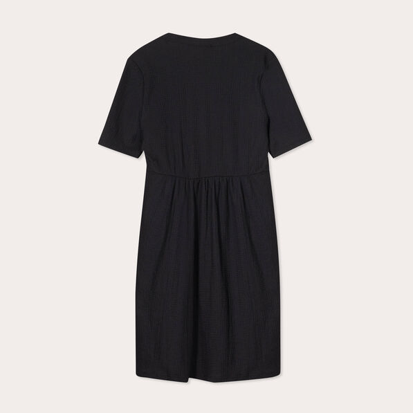 Robe droite broderie noir femme