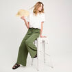 Pantalon large vert kaki femme
