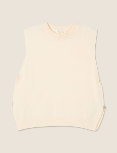 Pull sans manches ecru femme