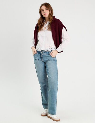 Chemise avec broderie ecru femme
