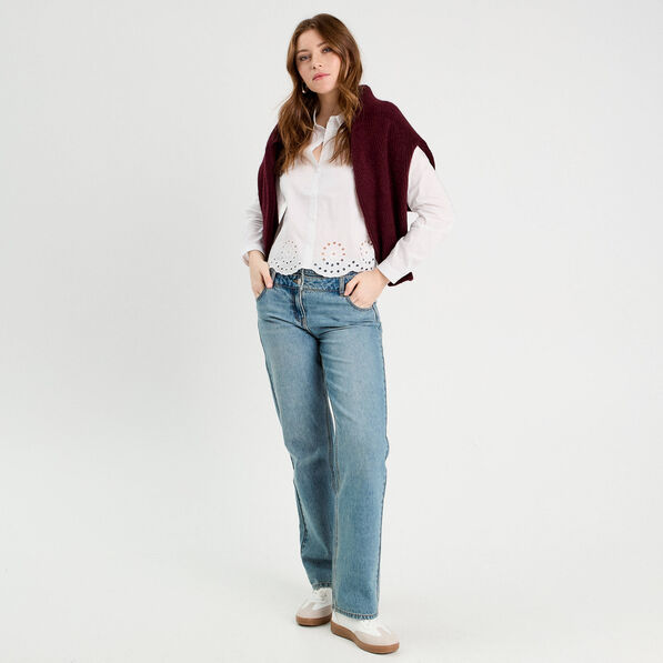 Chemise avec broderie ecru femme