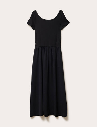 Robe longue évasée 2-en-1 noir femme