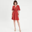 Robe évasée taille élastiquée vieux rose femme