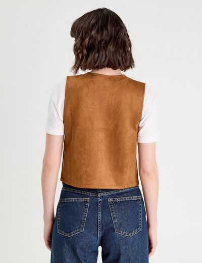 Veste suédine nouée marron femme