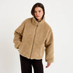Parka r&eacute;versible effet polaire taupe femme