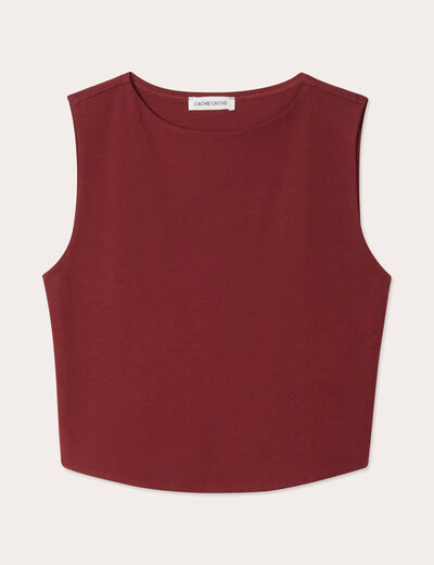 Débardeur cropped marron cognac femme