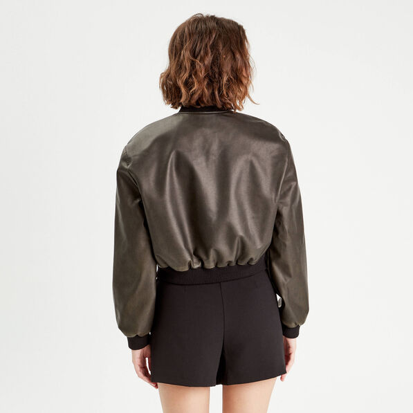 veste bomber simili cuir noir femme Veste bomber simili cuir noir femme