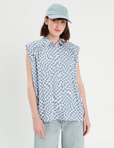Chemise sans manches bleu femme