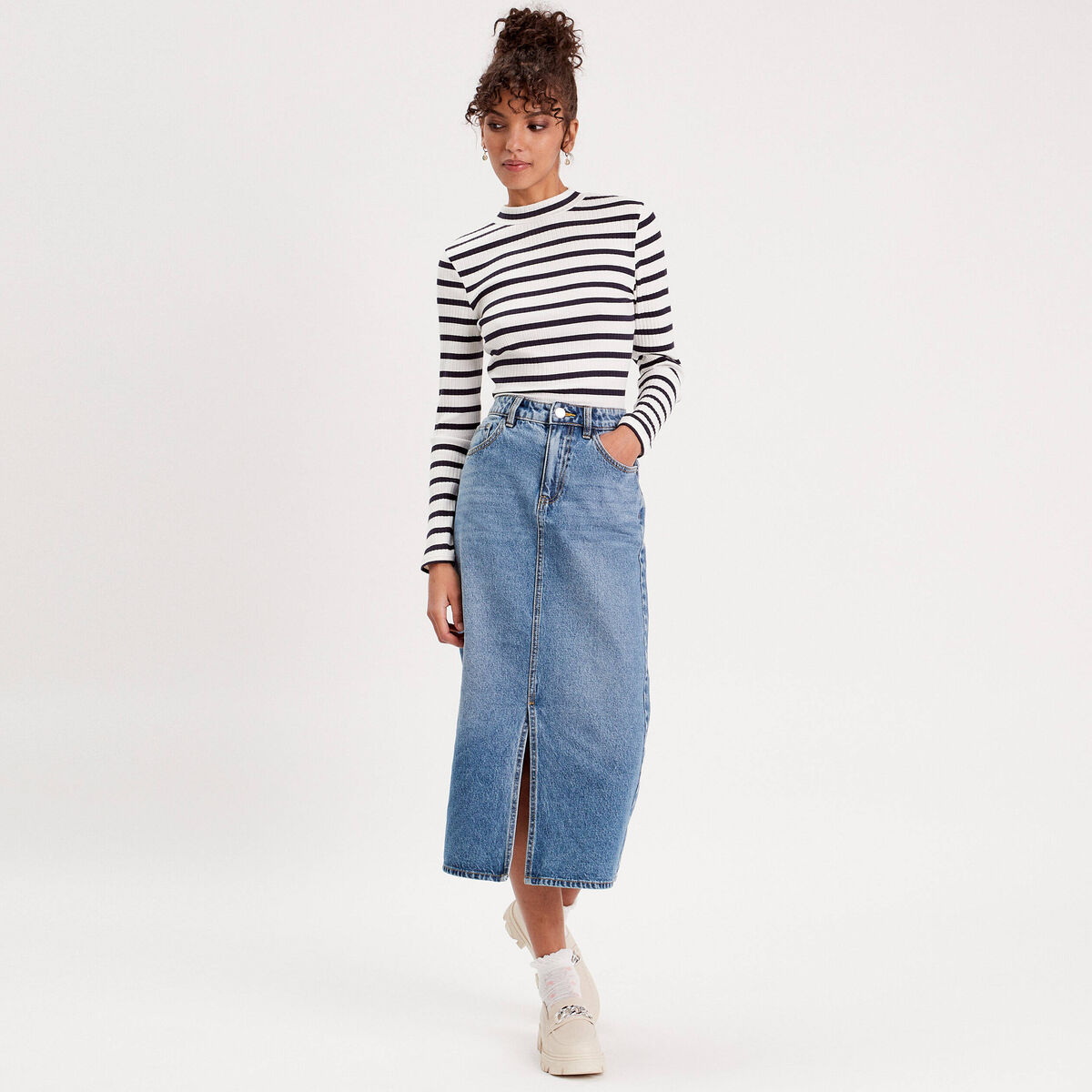 Jupe crayon taille standard denim double stone femme