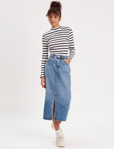 Jupe crayon taille standard denim double stone femme