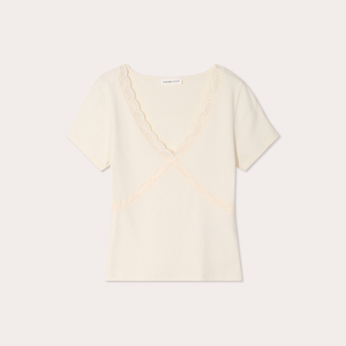 T -shirt manches courtes ecru femme