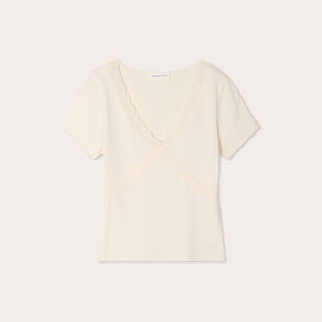 T -shirt manches courtes ecru femme