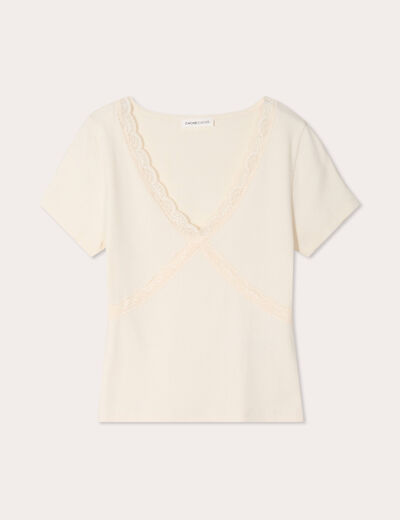 T -shirt manches courtes ecru femme