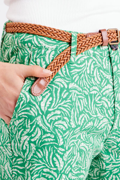 Pantalon chino slim 7/8ème vert femme