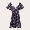 Robe évasée manches courtes noir femme