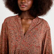 Blouse col v manches longues rouge fonc&eacute; femme