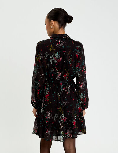 Robe &eacute;vas&eacute;e col chemise noir femme