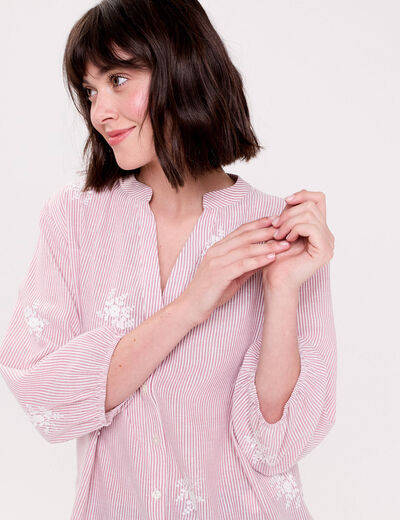 Blouse col tunisien rouge femme