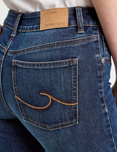 Jeans droit taille haute denim brut femme