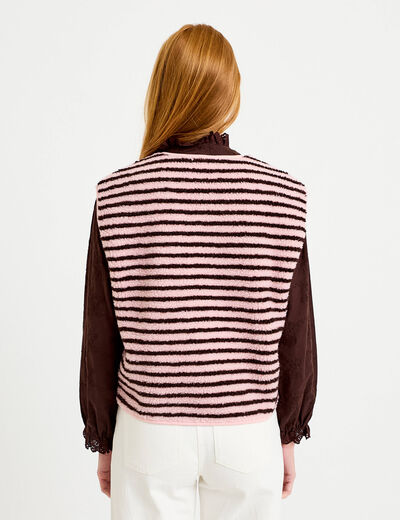 Gilet sans manches effet bouclette rose clair femme