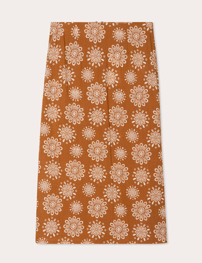 Jupe midi évasée camel femme