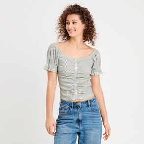 blouse manches courtes vert kaki femme Blouse manches courtes vert kaki femme