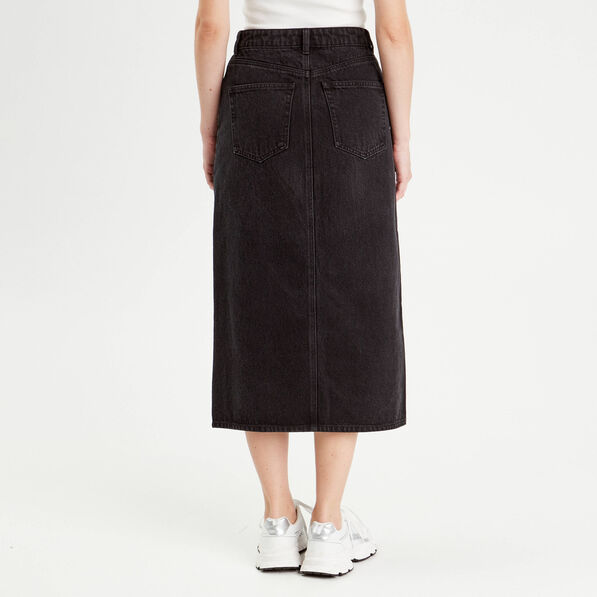 jupe midi droite en jean noir femme Jupe midi droite en jean noir femme
