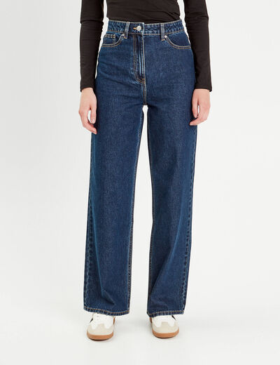 Jeans wide leg taille haute denim brut femme