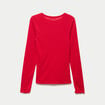 T-shirt ajust&eacute; col rond manches longues rouge femme