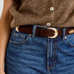 Ceinture fine aspect daim marron fonc&eacute; femme