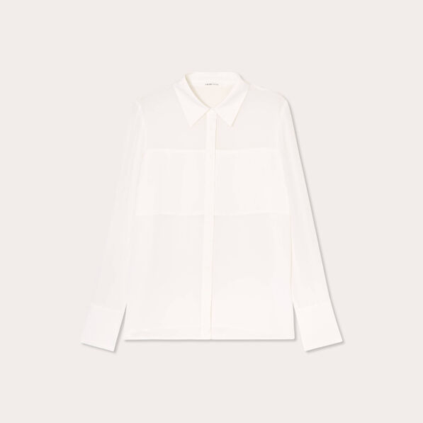 Chemise détails satin ecru femme