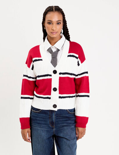 gilet manches longues rouge femme