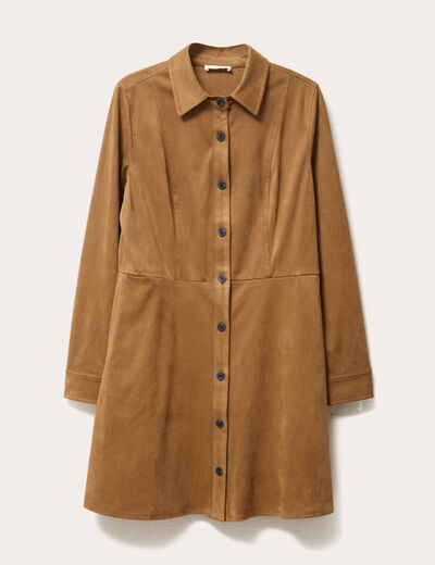 Robe évasée suédine marron femme