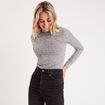 T-shirt col roulé gris foncé femme