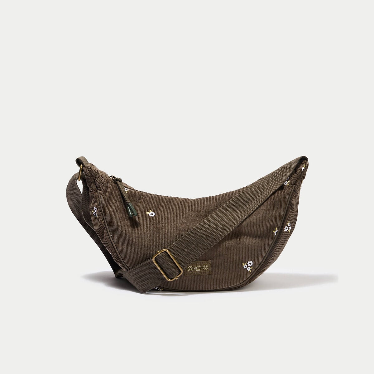 Sac banane velours c&ocirc;tel&eacute; vert kaki femme
